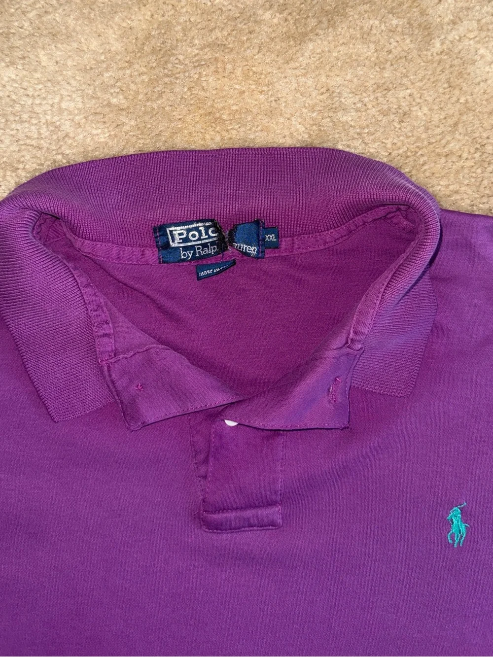 VTG Polo Ralph Lauren Purple Pique Polo Shirt XXL Made in USA